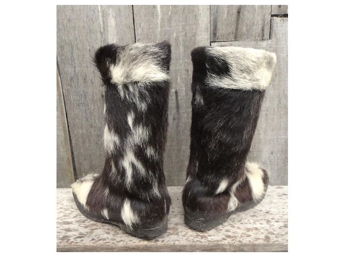 Autre Marque Botas de piel blancas y marrón oscuro Blanco - vista 4