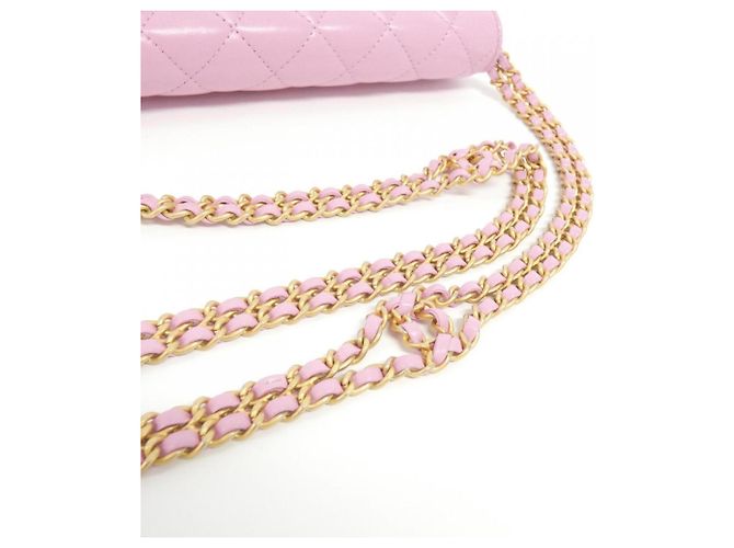 Wallet On Chain Cartera Chanel Con Cadena Rosa - vista 3