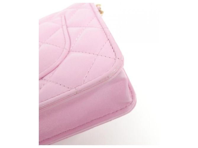 Wallet On Chain Cartera Chanel Con Cadena Rosa - vista 5