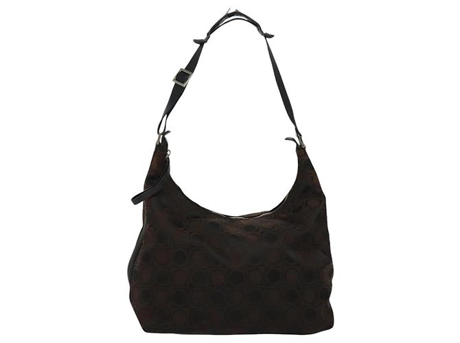 Borsa a spalla Salvatore Ferragamo in tela marrone Auth bs23964 - vista 13