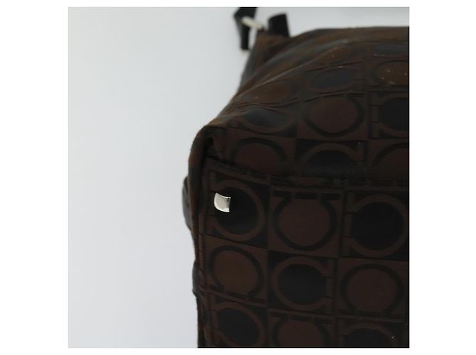 Borsa a spalla Salvatore Ferragamo in tela marrone Auth bs23964 - vista 16