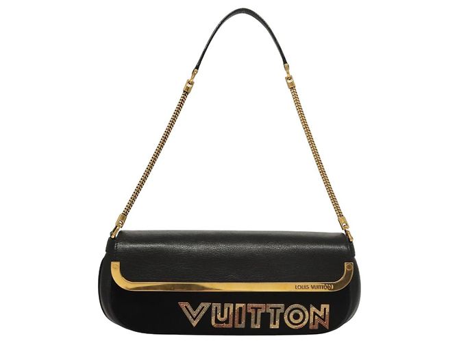 LOUIS VUITTON Borsa a Spalla Avant Garde in Pelle Scamosciata Nera M97093 LV Auth BA550S Nero - vista 13