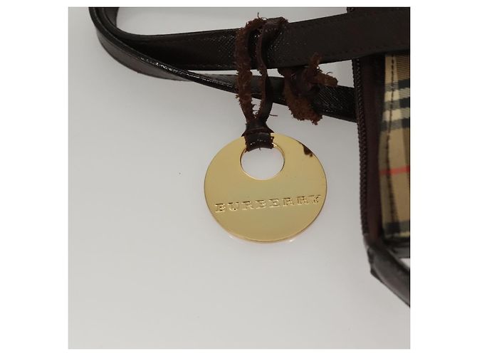 Bolsa de mão em canvas bege com estampa Nova Check da BURBERRY Auth sw226 - vista 10
