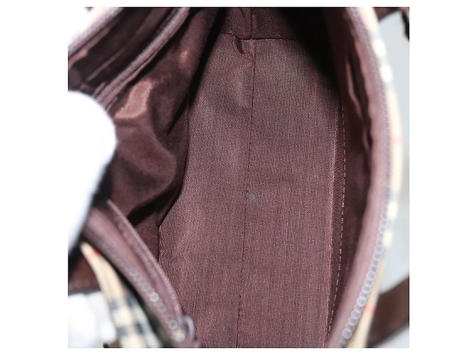 Bolsa de mão em canvas bege com estampa Nova Check da BURBERRY Auth sw226 - vista 12
