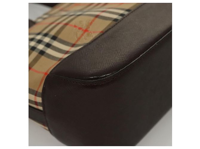 Bolsa de mão em canvas bege com estampa Nova Check da BURBERRY Auth sw226 - vista 15