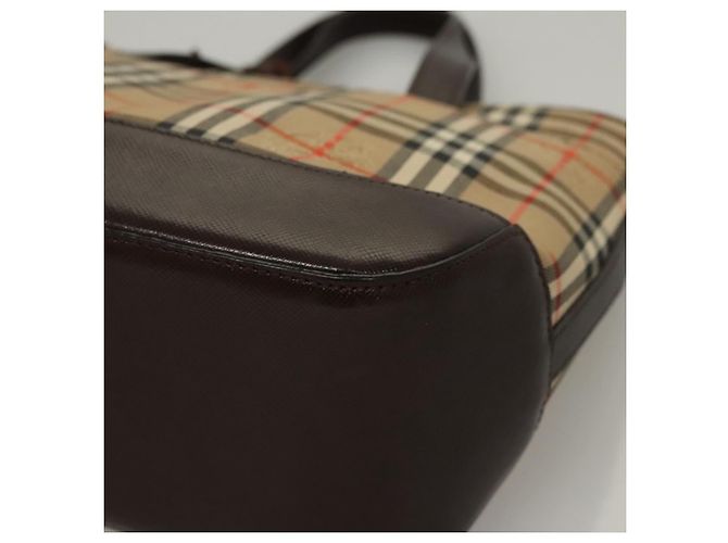 Bolsa de mão em canvas bege com estampa Nova Check da BURBERRY Auth sw226 - vista 16
