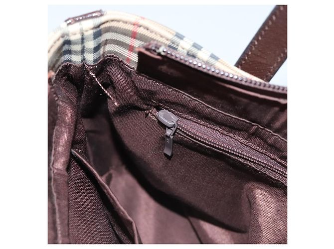Bolsa de mão em canvas bege com estampa Nova Check da BURBERRY Auth sw226 - vista 19