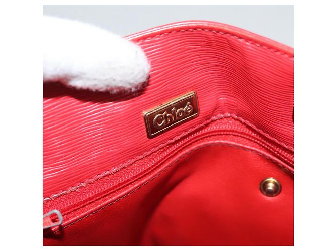 Chloé Borsa a spalla in pelle rossa e oro Chloe Chain Auth EC882 Rosso D'oro - vista 11
