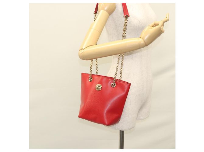 Chloé Borsa a spalla in pelle rossa e oro Chloe Chain Auth EC882 Rosso D'oro - vista 22