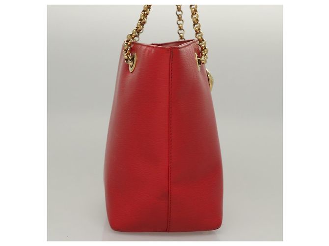 Chloé Borsa a spalla in pelle rossa e oro Chloe Chain Auth EC882 Rosso D'oro - vista 5