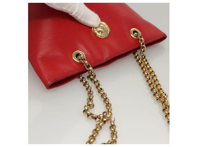 Chloé Borsa a spalla in pelle rossa e oro Chloe Chain Auth EC882 Rosso D'oro - vista 7