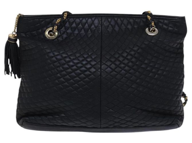 Bolsa de ombro BALLY em couro preto e dourado Auth ti2944 - vista 13