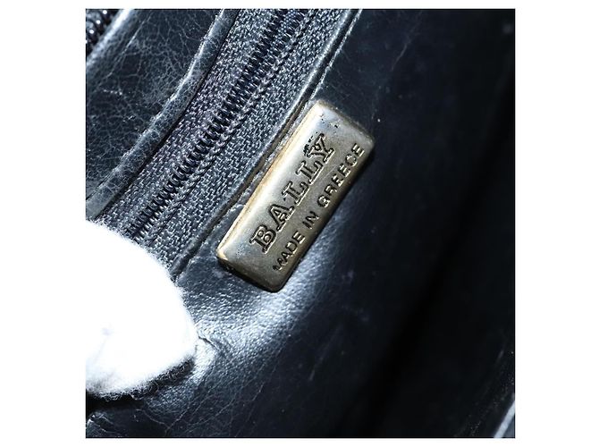 Bolsa de ombro BALLY em couro preto e dourado Auth ti2944 - vista 19