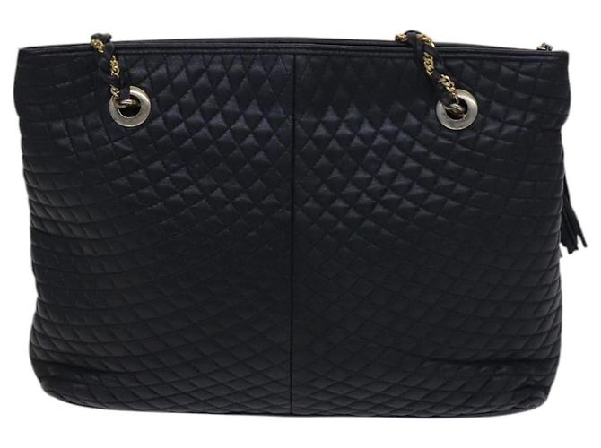 Bolsa de ombro BALLY em couro preto e dourado Auth ti2944 - vista 2