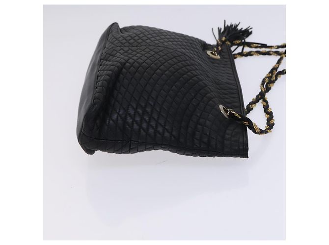 Bolsa de ombro BALLY em couro preto e dourado Auth ti2944 - vista 3