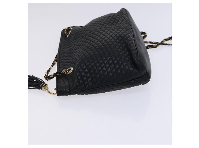 Bolsa de ombro BALLY em couro preto e dourado Auth ti2944 - vista 4