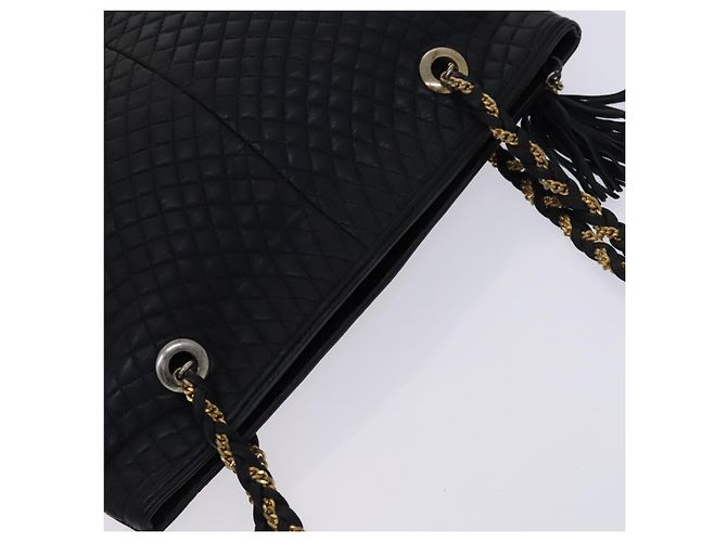 Bolsa de ombro BALLY em couro preto e dourado Auth ti2944 - vista 6