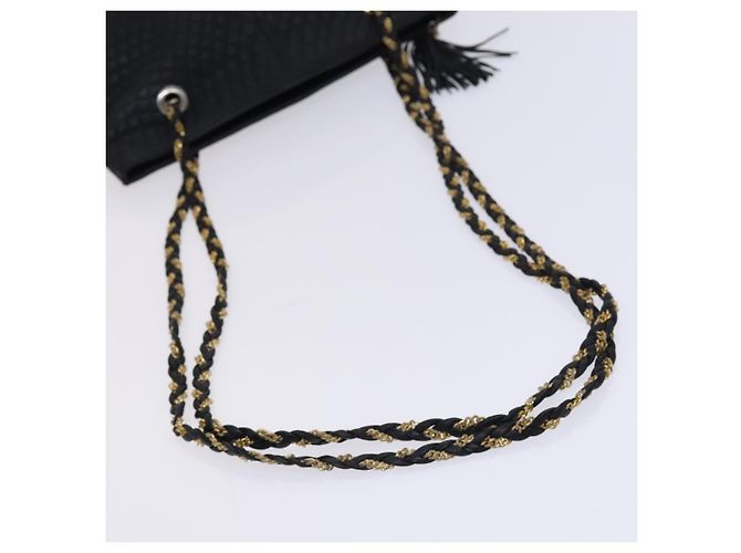 Bolsa de ombro BALLY em couro preto e dourado Auth ti2944 - vista 7
