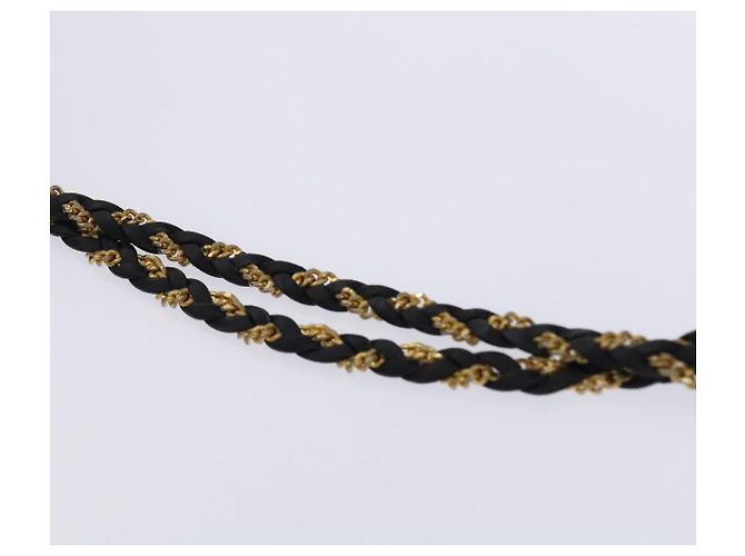 Bolsa de ombro BALLY em couro preto e dourado Auth ti2944 - vista 8