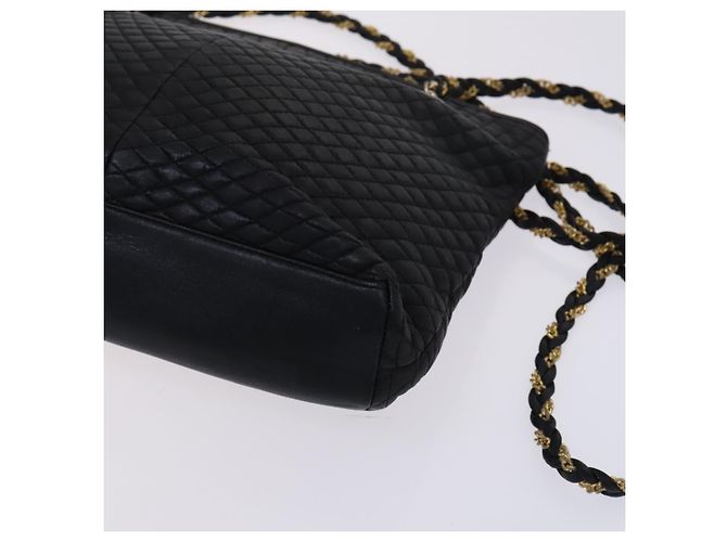 Bolsa de ombro BALLY em couro preto e dourado Auth ti2944 - vista 9
