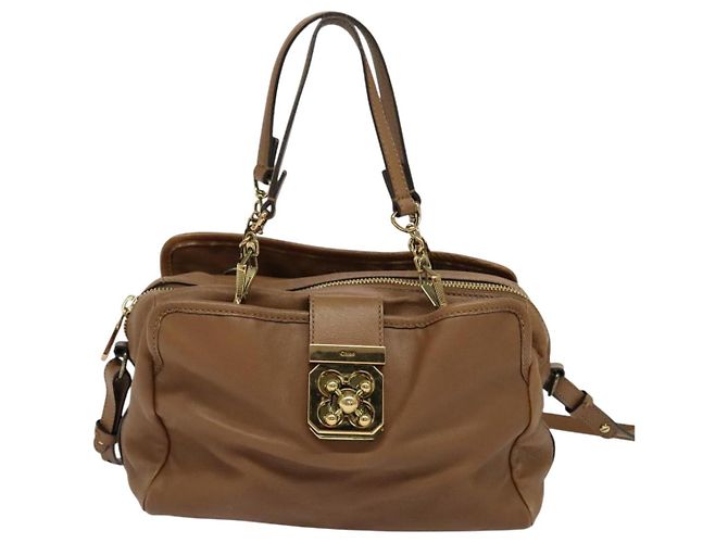 Chloé Borsa a mano in pelle Chloe 2 vie marrone oro Auth BA1004 D'oro - vista 13