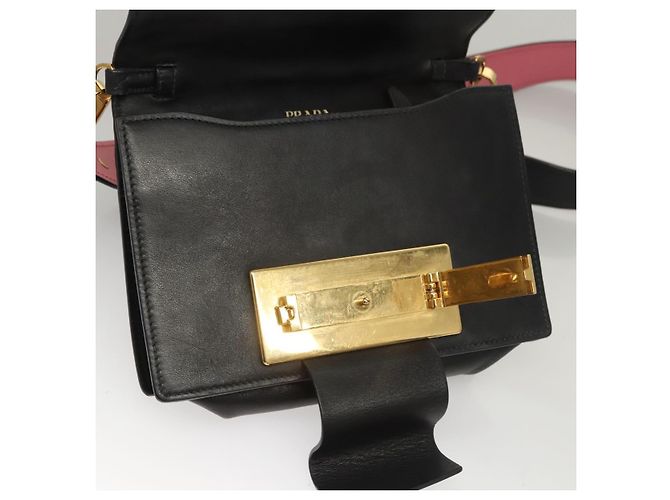 PRADA Borsa a Spalla con Catena in Pelle Grigia Oro Auth bs23951 Marrone D'oro - vista 10