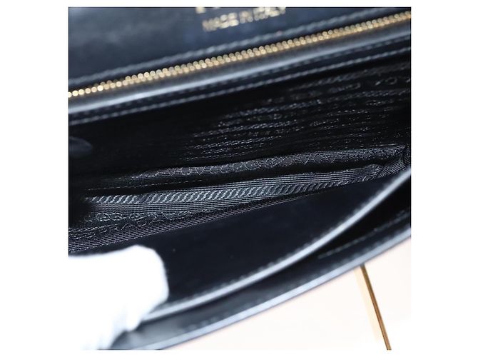 PRADA Borsa a Spalla con Catena in Pelle Grigia Oro Auth bs23951 Marrone D'oro - vista 11