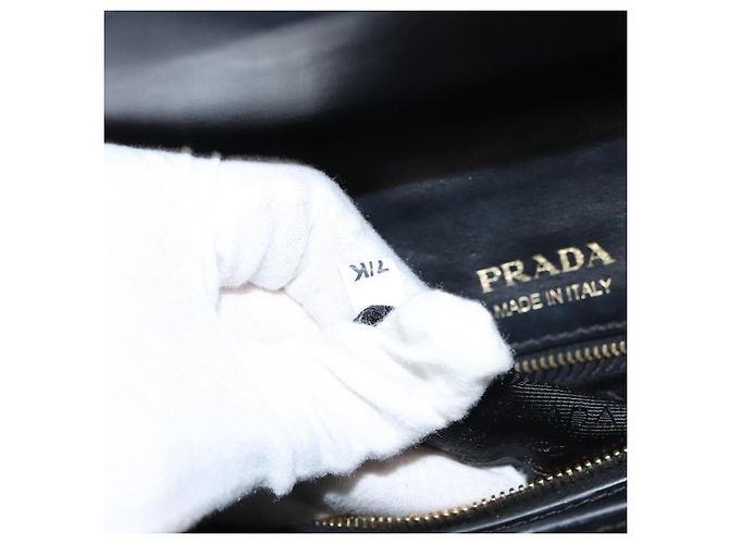PRADA Borsa a Spalla con Catena in Pelle Grigia Oro Auth bs23951 Marrone D'oro - vista 12