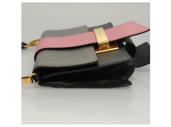 PRADA Borsa a Spalla con Catena in Pelle Grigia Oro Auth bs23951 Marrone D'oro - vista 4