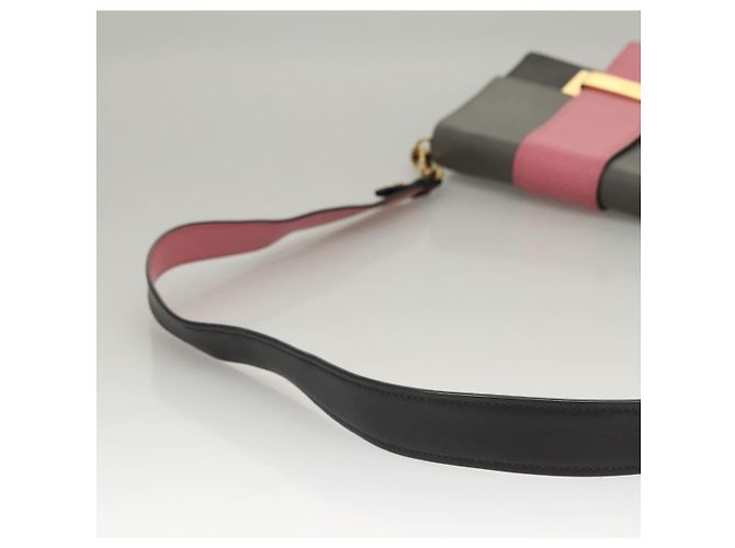 PRADA Borsa a Spalla con Catena in Pelle Grigia Oro Auth bs23951 Marrone D'oro - vista 7