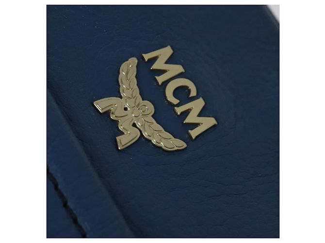 Borsa a mano in pelle MCM Vicetos Logogram 2 vie blu marrone Auth MY353 - vista 10