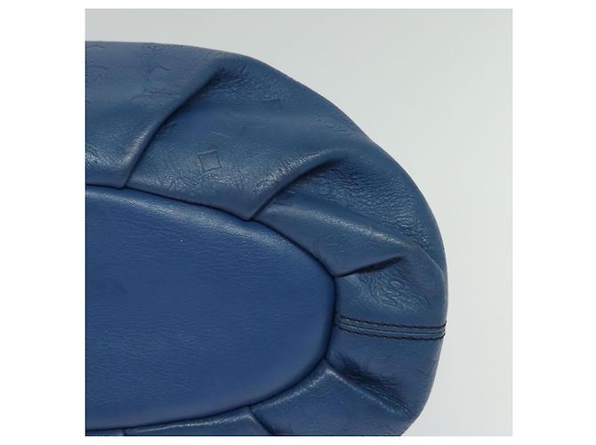 Borsa a mano in pelle MCM Vicetos Logogram 2 vie blu marrone Auth MY353 - vista 14