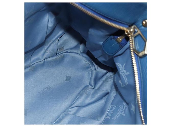 Borsa a mano in pelle MCM Vicetos Logogram 2 vie blu marrone Auth MY353 - vista 17