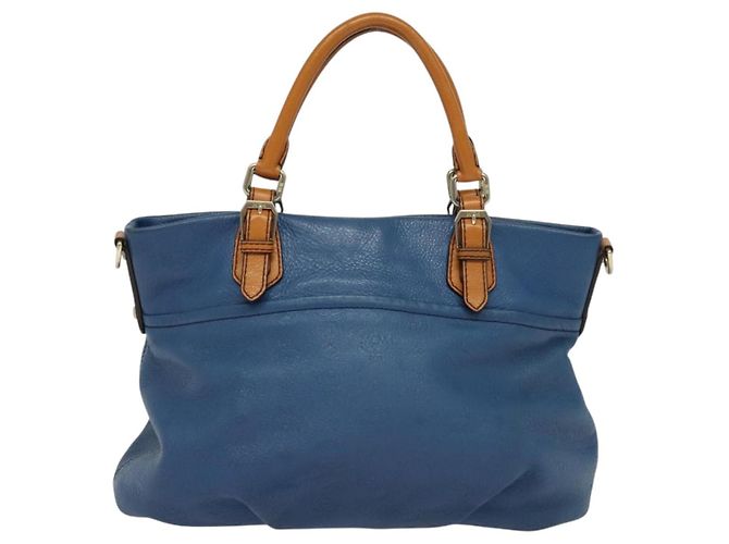 Borsa a mano in pelle MCM Vicetos Logogram 2 vie blu marrone Auth MY353 - vista 2