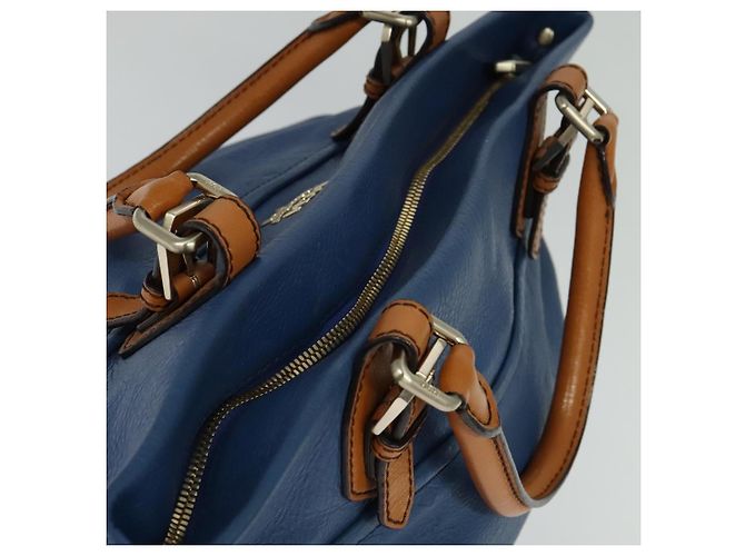 Borsa a mano in pelle MCM Vicetos Logogram 2 vie blu marrone Auth MY353 - vista 6