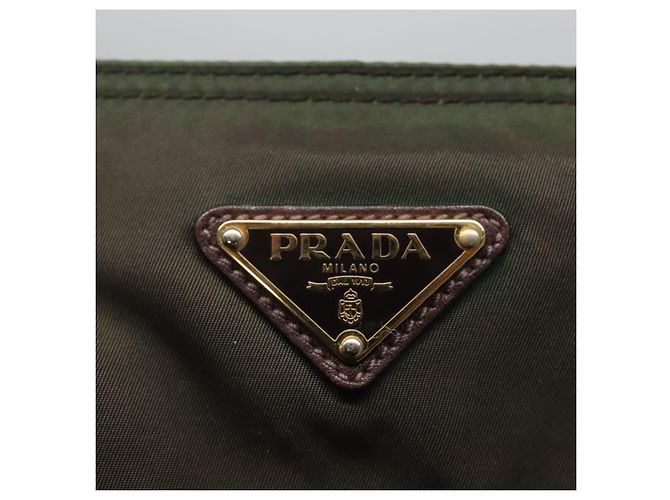 PRADA Borsa Tote Nylon Khaki Oro Auth hk2406 D'oro Cachi - vista 17