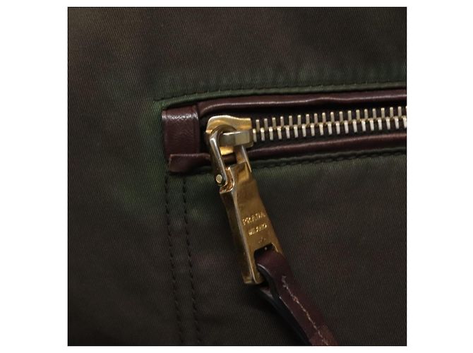 PRADA Borsa Tote Nylon Khaki Oro Auth hk2406 D'oro Cachi - vista 18