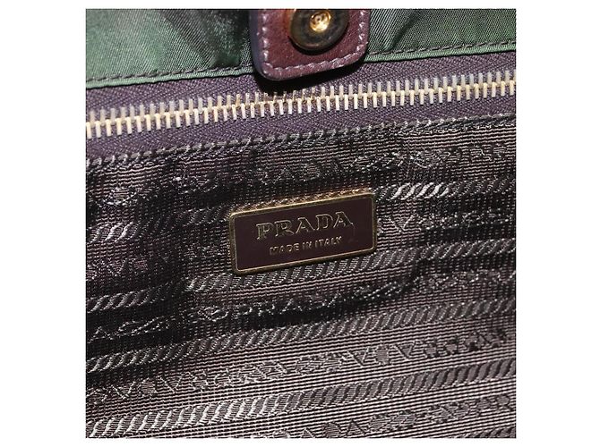 PRADA Borsa Tote Nylon Khaki Oro Auth hk2406 D'oro Cachi - vista 19