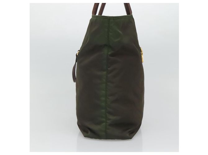 PRADA Borsa Tote Nylon Khaki Oro Auth hk2406 D'oro Cachi - vista 4
