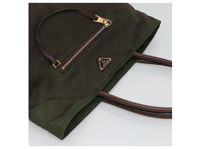 PRADA Borsa Tote Nylon Khaki Oro Auth hk2406 D'oro Cachi - vista 6