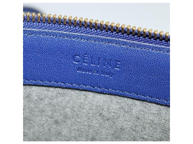 Céline Borsa a spalla CELINE Trio in pelle blu oro Auth EC863 D'oro - vista 10
