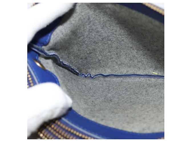 Céline Borsa a spalla CELINE Trio in pelle blu oro Auth EC863 D'oro - vista 19