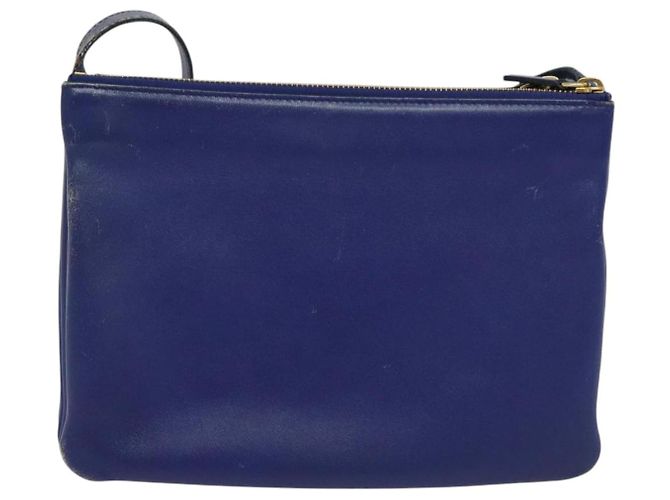Céline Borsa a spalla CELINE Trio in pelle blu oro Auth EC863 D'oro - vista 2