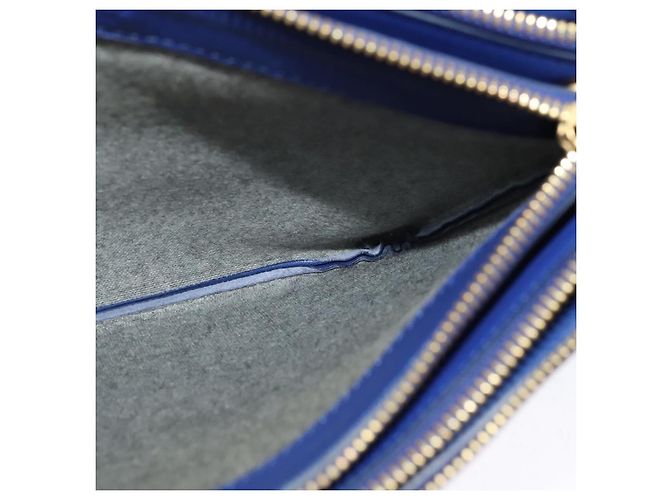 Céline Borsa a spalla CELINE Trio in pelle blu oro Auth EC863 D'oro - vista 22
