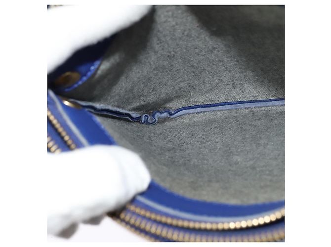 Céline Borsa a spalla CELINE Trio in pelle blu oro Auth EC863 D'oro - vista 23