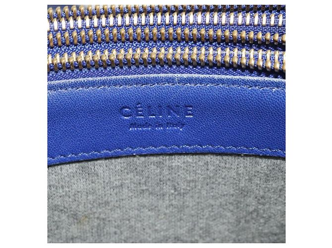Céline Borsa a spalla CELINE Trio in pelle blu oro Auth EC863 D'oro - vista 24