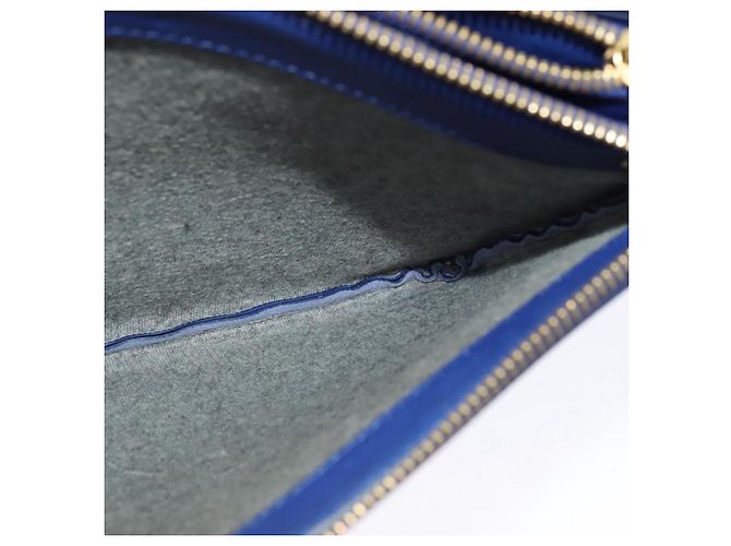 Céline Borsa a spalla CELINE Trio in pelle blu oro Auth EC863 D'oro - vista 26