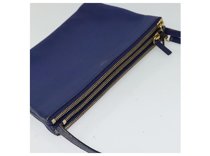 Céline Borsa a spalla CELINE Trio in pelle blu oro Auth EC863 D'oro - vista 6