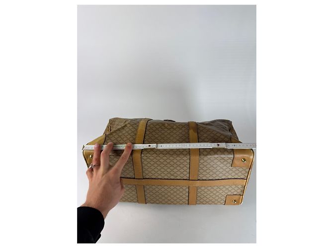 Céline Vintage Celine Paris Triomphe Leder Monogram Reisetasche, goldbraun - Ansicht 12