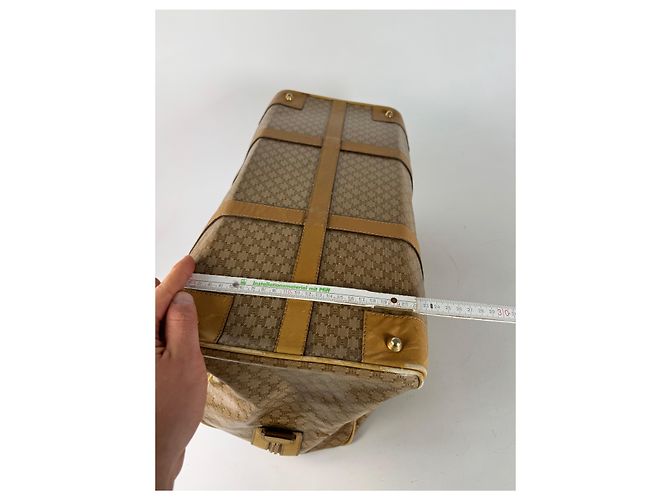 Céline Vintage Celine Paris Triomphe Leder Monogram Reisetasche, goldbraun - Ansicht 14